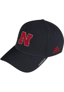 Adidas Nebraska Cornhuskers Mens Black Coach Structured Flex Hat