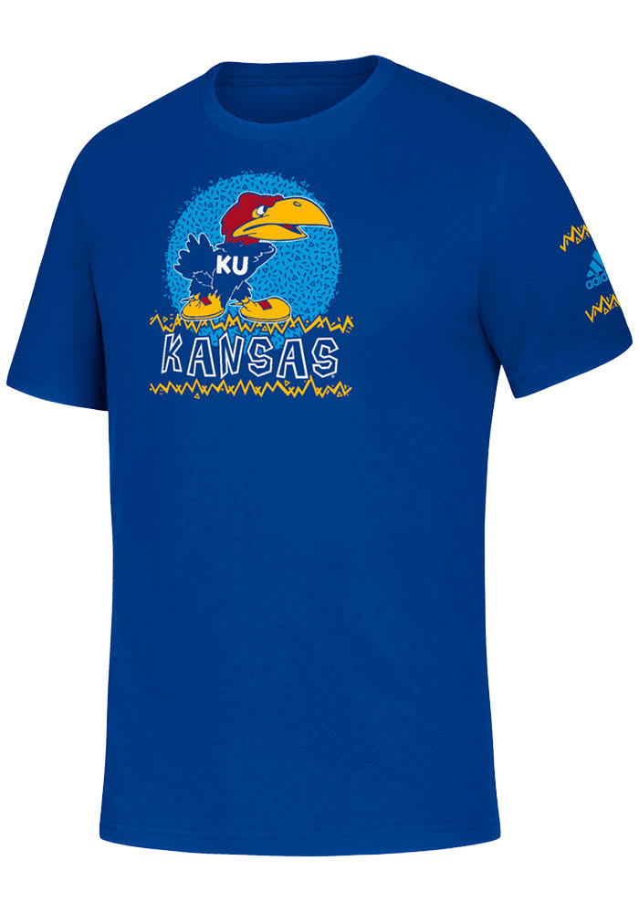 Adidas Kansas Jayhawks Youth Blue Retro Mascot Short Sleeve T-Shirt