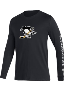 Adidas Pittsburgh Penguins Black Alt Hook Amplifier Long Sleeve T Shirt