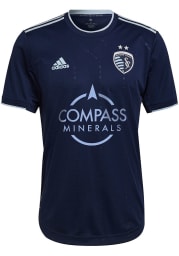 Sporting Kansas City Mens Adidas Authentic Soccer Away Authentic Jersey - Blue