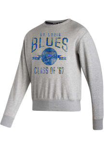 Adidas St Louis Blues Mens Grey Vintage Crew Long Sleeve Crew Sweatshirt