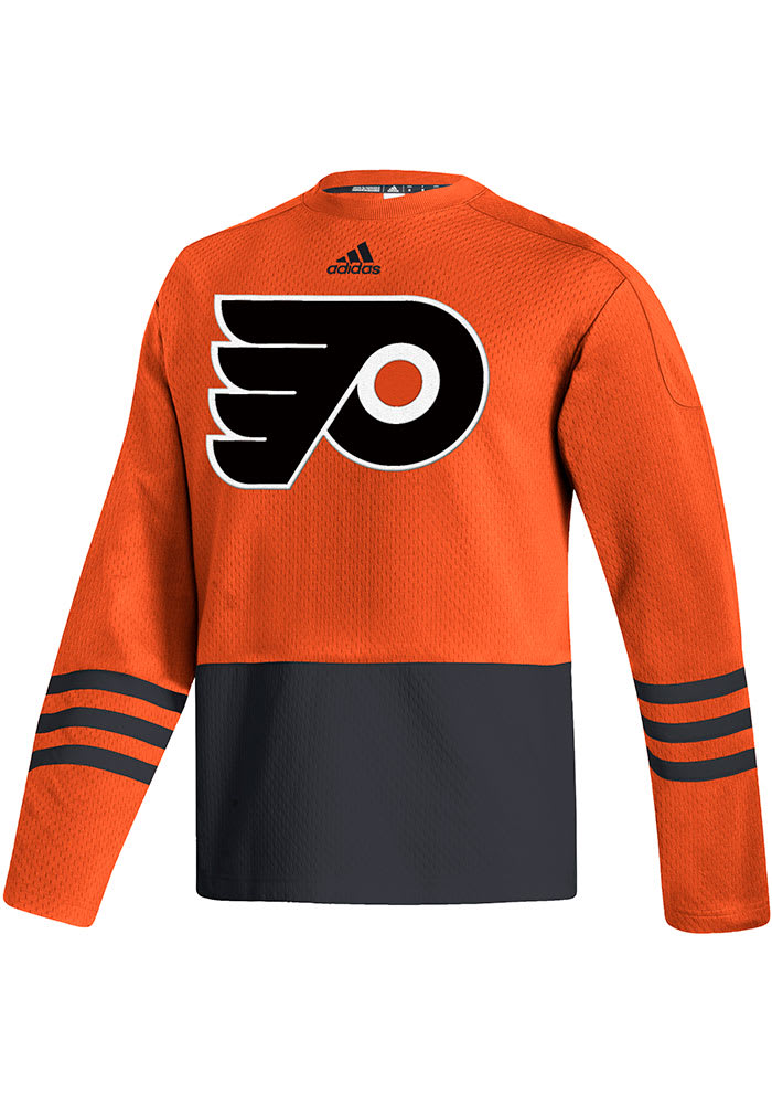 Adidas Philadelphia Flyers Mens Orange Sweater Crew Long Sleeve Fashion Sweatshirt