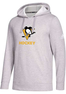 Adidas Pittsburgh Penguins Mens Grey Fleece Hoodie Long Sleeve Hoodie