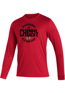 Adidas Chicago Blackhawks Red Rounded Long Sleeve T-Shirt