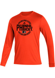 Adidas Philadelphia Flyers Orange Rounded Long Sleeve T-Shirt