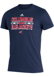 Adidas Columbus Blue Jackets Navy Blue Block Line Short Sleeve T Shirt