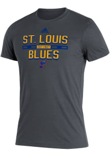 Adidas St Louis Blues Grey Block Line Short Sleeve T Shirt