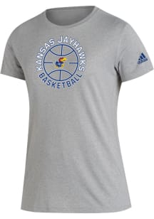 Adidas Kansas Jayhawks Grey Basketball Creator Short Sleeve T Shirt