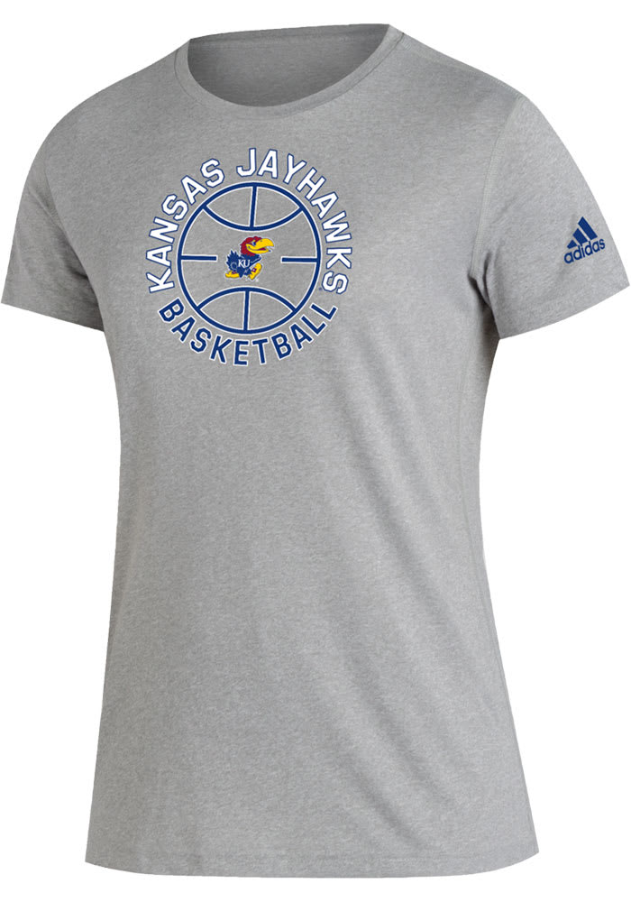 Adidas Kansas Jayhawks Grey Basketball Creator Short Sleeve T Shirt