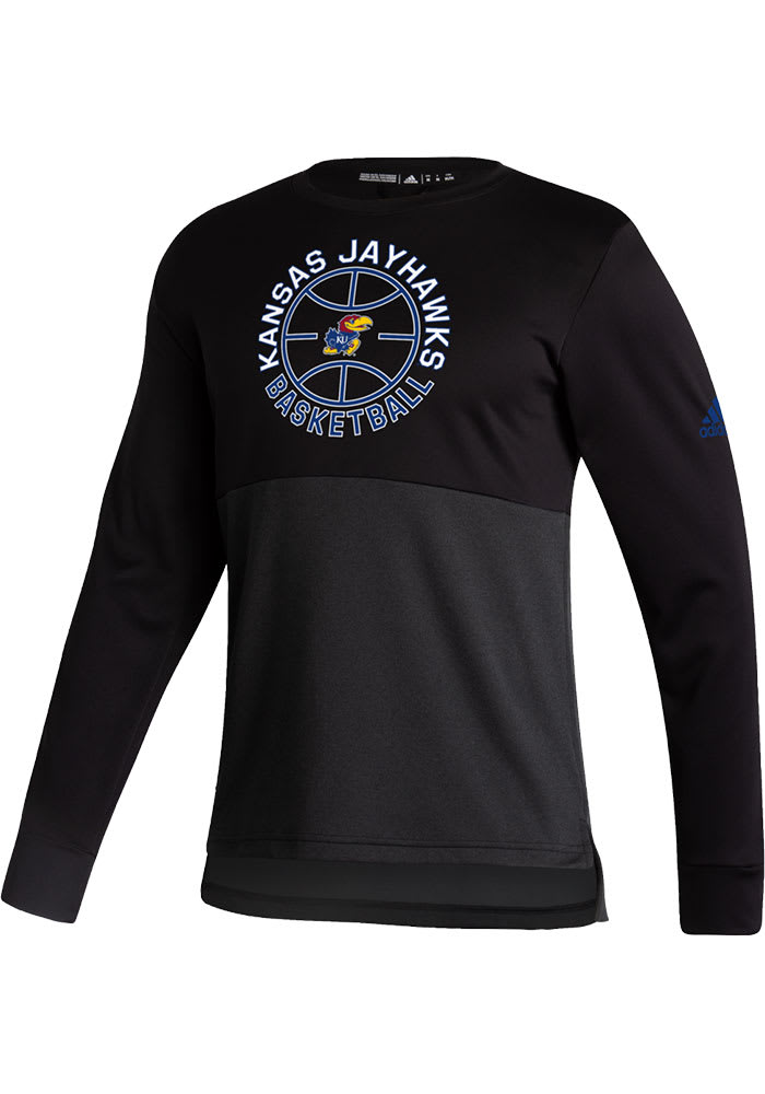 Adidas Kansas Jayhawks Mens Black Basketball Long Sleeve Sweatshirt