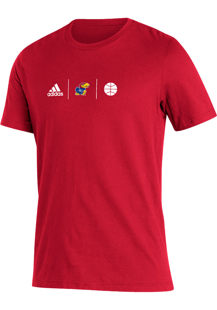 Adidas Kansas Jayhawks Red Basketball Amplifier Short Sleeve T Shirt