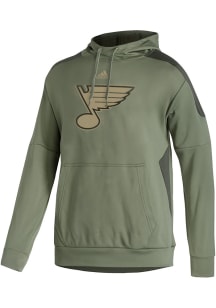 Adidas St Louis Blues Mens Olive Salute To Service Hood