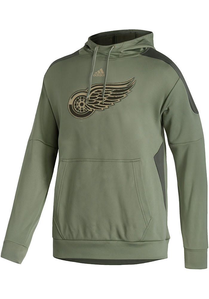 Adidas Detroit Red Wings Mens Olive Salute To Service Hood
