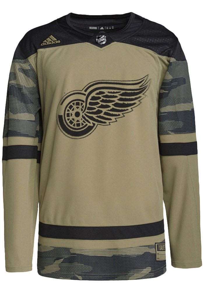 Adidas Detroit Red Wings Mens Green Salute To Service Authentic Hockey Jersey