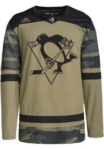 Adidas  Pittsburgh Penguins Mens Olive Salute To Service Authentic Hockey Jersey
