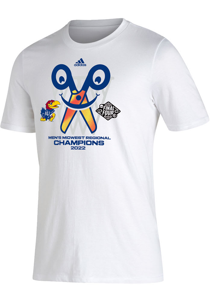Adidas Kansas Jayhawks White 2022 Final Four Locker Room Short Sleeve T Shirt