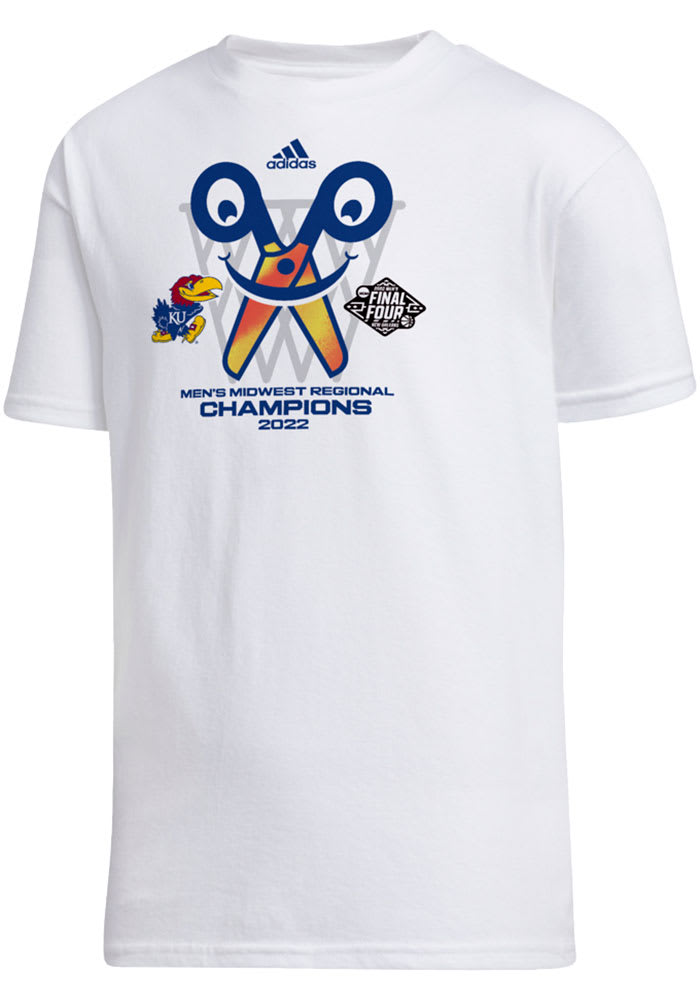 Adidas Kansas Jayhawks Youth White 2022 Final Four Locker Room Short Sleeve T-Shirt