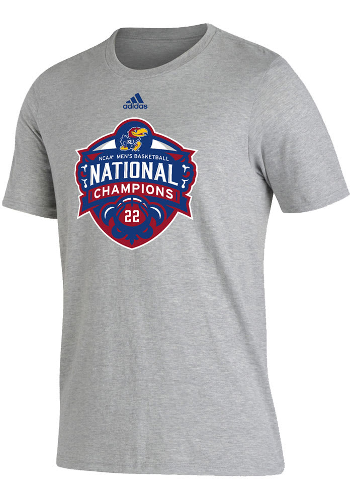 Adidas Kansas Jayhawks Grey 2022 National Champions Parade Short Sleeve T Shirt