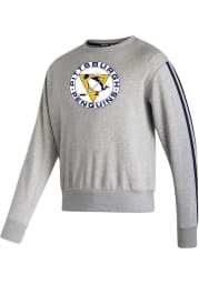 Adidas Pittsburgh Penguins Mens Grey TEAM CLASSICS Long Sleeve Crew Sweatshirt