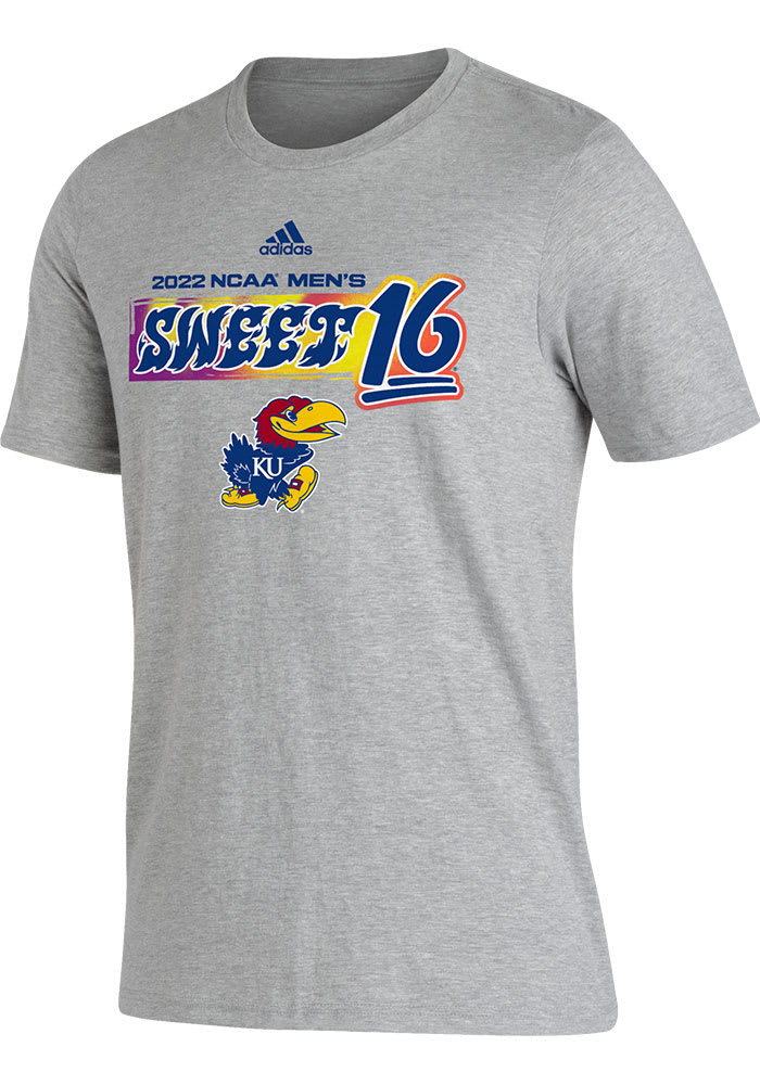 Adidas Kansas Jayhawks Grey 2022 Sweet Sixteen Short Sleeve T Shirt