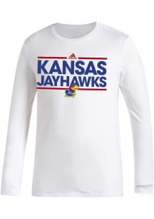 Adidas Kansas Jayhawks White Amplifier Long Sleeve T Shirt