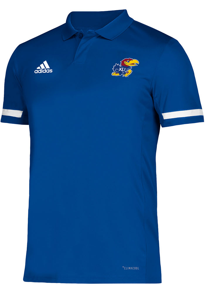 Adidas Kansas Jayhawks Mens Blue Team Short Sleeve Polo