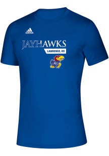 Adidas Kansas Jayhawks Blue Sideline Locker Division Short Sleeve T Shirt