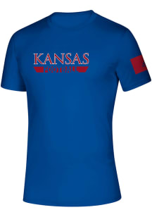 Adidas Kansas Jayhawks Blue Sideline Locker Practice Football Short Sleeve T Shirt