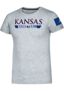 Adidas Kansas Jayhawks Grey Sideline Locker Practice Basketball Short Sleeve T Shirt