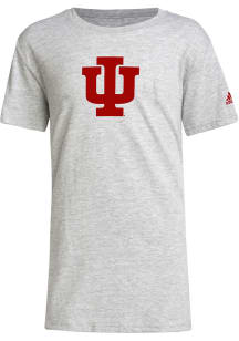 Youth Indiana Hoosiers Grey Adidas Vault Logo Short Sleeve T-Shirt