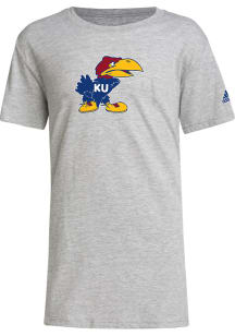 Adidas Kansas Jayhawks Youth Grey Basic Heritage 41 Short Sleeve T-Shirt