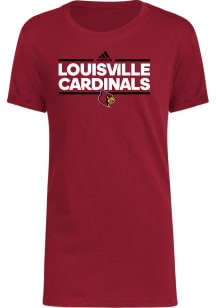 Adidas Louisville Cardinals Youth Red Wordmark Short Sleeve T-Shirt