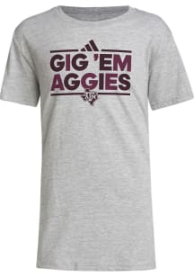 Adidas Texas A&amp;M Aggies Youth Grey Team Chant Short Sleeve T-Shirt