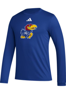 Adidas Kansas Jayhawks Blue Locker Room Logo Pregame Long Sleeve T-Shirt