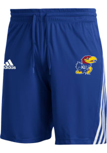 Adidas Kansas Jayhawks Mens Blue 3 Stripe Knit Shorts