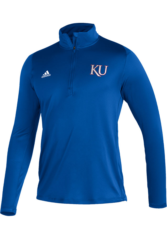 Adidas Kansas Jayhawks Mens Blue Freelift Sport Long Sleeve 1/4 Zip Pullover