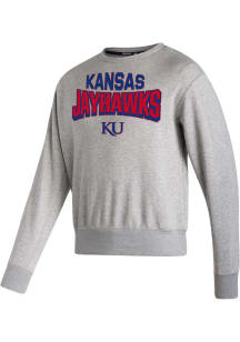 Adidas Kansas Jayhawks Mens Grey Vintage Long Sleeve Crew Sweatshirt
