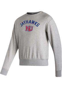 Adidas Kansas Jayhawks Mens Grey Vintage Game Plan Long Sleeve Crew Sweatshirt