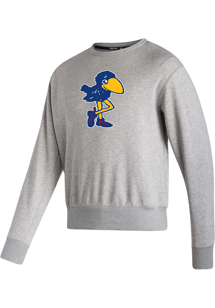 Adidas Kansas Jayhawks Mens Grey Vintage 1912 Long Sleeve Crew Sweatshirt