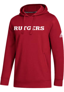 Adidas Rutgers Scarlet Knights Mens Red Coaches Wordmark Long Sleeve Hoodie