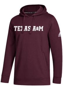 Adidas Texas A&amp;M Aggies Mens Maroon Coaches Wordmark Long Sleeve Hoodie