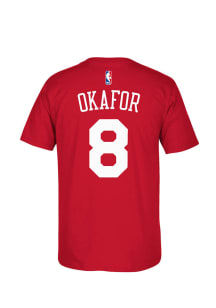 Jahlil Okafor Philadelphia 76ers Red Screen Print Short Sleeve Player T Shirt