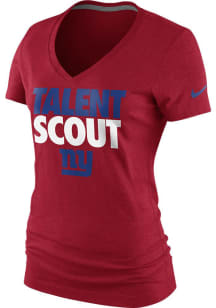 Nike New York Giants Womens Red Talent Scout V-Neck T-Shirt