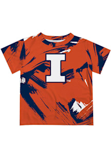 Vive La Fete Illinois Fighting Illini Youth Orange Paint Brush Short Sleeve T-Shirt
