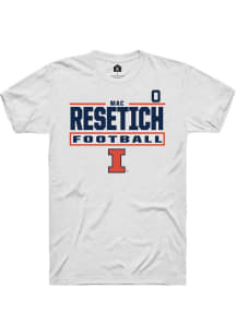 Mac Resetich Rally Mens White Illinois Fighting Illini NIL Stacked Box Player T Shirt