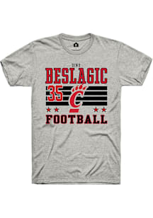 Dino Beslagic Cincinnati Bearcats Ash Football NIL Striped Short Sleeve Player T Shirt