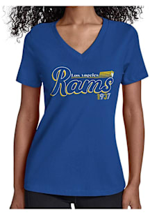 Starter Los Angeles Rams Womens Blue Groovy Script Short Sleeve T-Shirt
