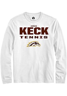 Jonas Keck Western Michigan Broncos White NIL Stacked Box Long Sleeve Player T Shirt