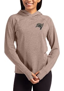 Cutter and Buck Tampa Bay Buccaneers Womens Oatmeal Mono Adapt Knit Hood Hooded Sweatshirt