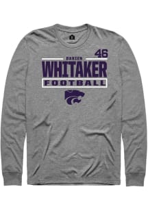 Darien Whitaker Mens Graphite K-State Wildcats NIL Stacked Box Long Sleeve Player T Shirt
